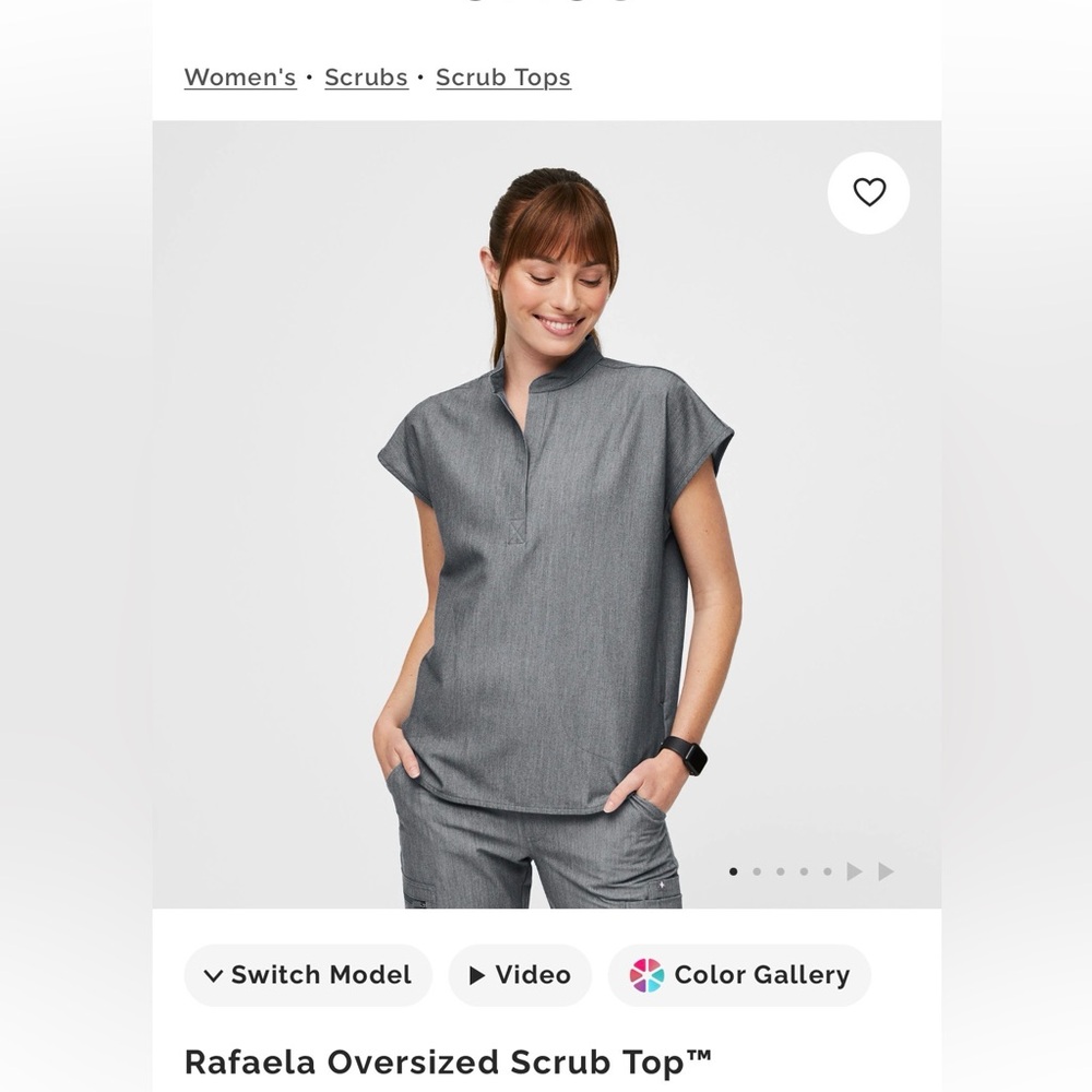 Figs Rafaela Scrub Top-Graphite